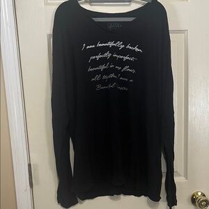 Elegant Black Long Sleeve Tee with Motivational Print